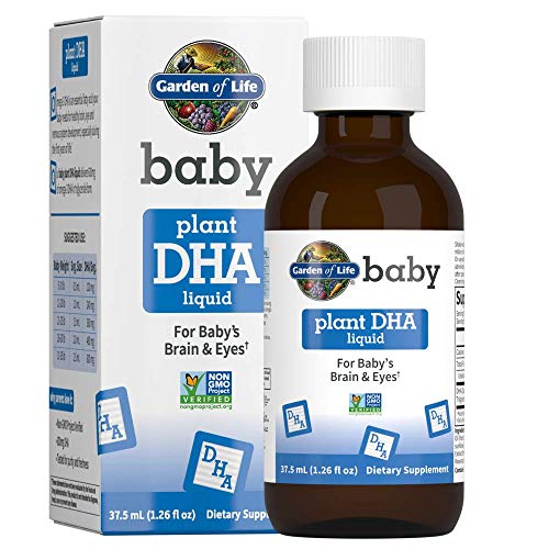 Garden of Life Baby Plant DHA Liquid, 600mg Omega 3 DHA Drops for Baby's Brain & Eyes, Vegan, Non-GMO & Gluten Free Plant Based Baby DHA for Newborns, Infants & Toddlers, 37.5 mL (1.26 fl oz) Liquid