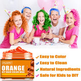 4 Colors Temporary Hair Color for Kids, Green Pink Blue Orange Hair Dye, Instant Hair Color Wax DIY Hairstyle Washable Hair Dye Cream Natural Hair Color for Halloween Party Cosplay Club Women and Men