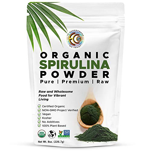 Earth Circle Organics | Organic Spirulina Powder, Kosher, Raw and Non-Irradiated | Pure Vegan Protein | Premium Superfood, High in Amino Acids and Antioxidants - 8oz