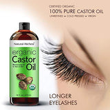 Natural Riches Organic Castor Oil Cold pressed USDA certified for Dry Skin Hair Loss Dandruff Thicker Hair - Moisturizes Skin Helps Hair growth Thicker Eyelashes Eyebrows 16 fl. oz.