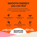QUANTUM Energy Square | Organic Caffeinated Energy Protein Bars | 10g | Plant Based | Gluten Free | Vegan | Dairy/Soy-Free | Non-GMO | Breakfast Bar | Healthy Snacks | Dark Chocolate Pink Himalayan Sea Salt | 8 Pk