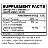 Ora Organic Turmeric Curcumin Supplement with Piperine - Pure Turmeric and Black Pepper Extract for Joint Stress and Cardiovascular Support, No Filler Ingredients - 1 Month Supply, 90 Vegan Tablets
