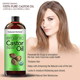 Natural Riches Organic Castor Oil Cold pressed USDA certified for Dry Skin Hair Loss Dandruff Thicker Hair - Moisturizes Skin Helps Hair growth Thicker Eyelashes Eyebrows 16 fl. oz.