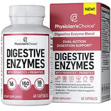 Physician's CHOICE Digestive Enzymes - Multi Enzymes, Organic Prebiotics & Probiotics for Digestive Health & Gut Health - for Meal Time Discomfort Relief - Dual Action Approach W/Bromelain - 60 CT