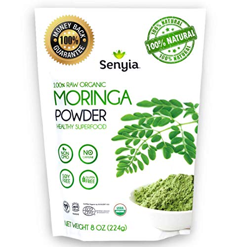 100% Pure Organic Moringa Leaf Powder - Green Superfood Vegan Raw Nutrition - Complete Vegetarian Plant Protein, Energy Booster, Antioxidant, Amino Acids, Weight Loss, Keto Diet Vitamin Supplement