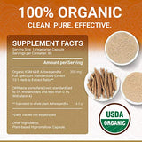 Organic Ashwagandha Vegetarian Capsules | Certified USDA Organic | 100% Natural Herbal Supplement | Ayurveda Formula Known as Withania Somnifera | KSM-66 | 60 Easy Swallow Pills