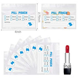 100 Pack Pill Pouch Bags - (4" X 2.75") Longer and Wider Zipper Pills Bag can Put Cotton swabs and Band-aids Pill and Vitamin Storage (Colour)