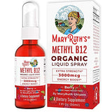 (Extra Strength-60 Day) Organic Vitamin B12 (Methyl) Liquid Sublingual Spray by MaryRuth's Energy Boost - Sugar Free - Non GMO Vegan - Gluten Free - Paleo - Bariatric, Celiac Glass Bottle 1oz-3000 mcg
