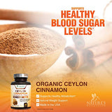 Certified Organic Ceylon Cinnamon (Made with Organic Ceylon Cinnamon) 1800mg - Organic Sri Lanka Ceylon Cinnamon Powder Caps - Made in USA - Best Vegan Blood Sugar Support Supplement (120 Capsules)