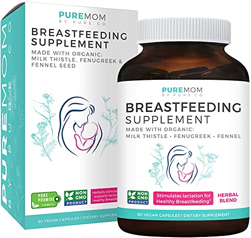 Organic Breastfeeding Supplement - Increase Milk Supply with Herbal Lactation Support - Aid for Mothers - Lactation Supplement - Organic: Fenugreek Seed, Fennel & Milk Thistle - 60 Vegan Capsules
