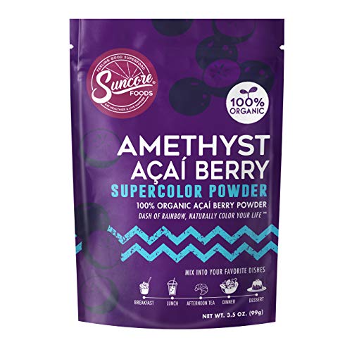 Suncore Foods – Organic Amethyst Acai Berry Supercolor Powder, 3.5oz – Natural Acai Berry Food Coloring Powder, Plant Based, Vegan, Gluten Free, Non-GMO