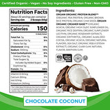 Orgain Organic Vegan Protein Powder, Chocolate Coconut - 21g of Plant Based Protein, Low Net Carbs, Non Dairy, Gluten Free, Lactose Free, No Sugar Added, Soy Free, Kosher, Non-GMO, 2.03 Pound