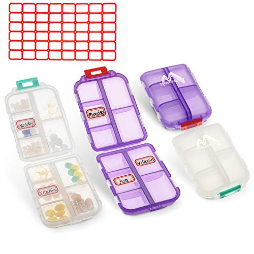 2 Pack Pill case Travel Pill Organizer, Pill Box for Purse Vitamin Fish Oil 10 Compartments Container Medicine Box by Muchengbao