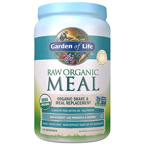 Garden of Life Meal Replacement Lightly Sweet Powder, 28 Servings, Organic Raw Plant Based Protein Powder, Vegan, Gluten-Free