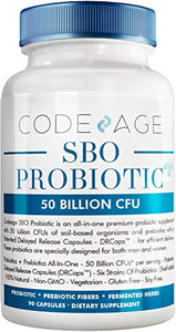 Codeage SBO Probiotics, 50 Billion CFUs Per Serving, Multi Strain Soil Based Organisms Blend and Organic Fermented Botanical Blend, Patented Delayed Release (DRCaps™), Shelf-Stable, 90 Capsules