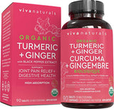 Organic Turmeric Curcumin Supplement + Ginger Extract & Black Pepper for Better Absorption, High Potency Tumeric Ginger Tablets for Joint Support, Digestive Health With Powerful Antioxidant Protection