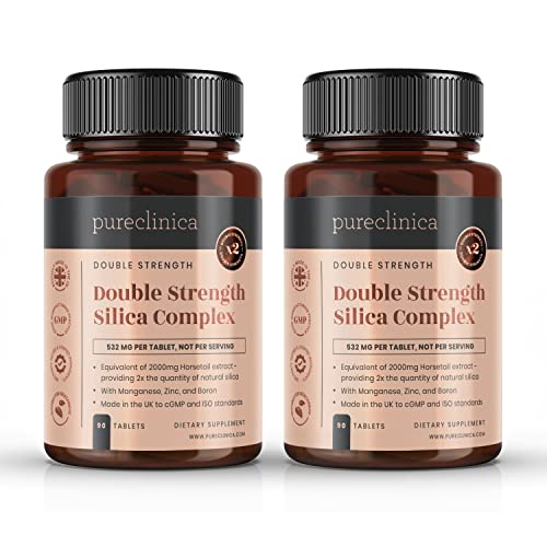 Double Strength Silica Complex – 6 Month Supply! (2000mg Horsetail Extract x 180 Tablets(2 Bottles of 90))