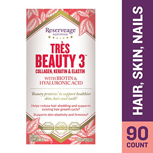 Reserveage  Tres Beauty 3, Collagen, Keratin, Elastin, Biotin Hyaluronic Acid 90 Caps