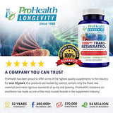 ProHealth Longevity 1000 mg Trans Resveratrol Plus 420 mg Certified Organic Polyphenol Complex That Improves Absorption up to 1544%