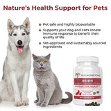 Reishi Mushroom Extract for Dogs & Cats Multivitamins and Supplements for Longevity & Relaxation (90ct) Grain-Free, Gluten-Free, Vet-Approved Red Reishi Mushroom Capsules