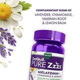 ZzzQuil Pure Zzzs, Melatonin Sleep Aid Gummies with Lavender, Valerian Root and Chamomile, Natural Wildberry Vanilla Flavor, Non-Habit Forming, Drug-Free, 72 Gummies