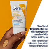 CeraVe Tinted Sunscreen with SPF 30 | Hydrating Mineral Sunscreen With Zinc Oxide & Titanium Dioxide | Sheer Tint for Healthy Glow | 1.7 Fluid Ounce