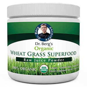 Dr. Berg's Wheat Grass Superfood Powder - Raw Juice Organic Ultra-Concentrated Rich in Vitamins & Nutrients - Chlorophyll & Trace Minerals - 60 Servings - Gluten-Free Non-GMO - 5.3 oz (1 Pack)