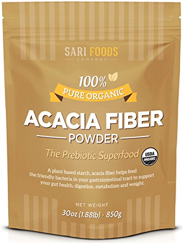 Organic Acacia Fiber Powder (30 Ounce): Natural, Whole Food, Plant Based Prebiotic Superfood for Gut Health
