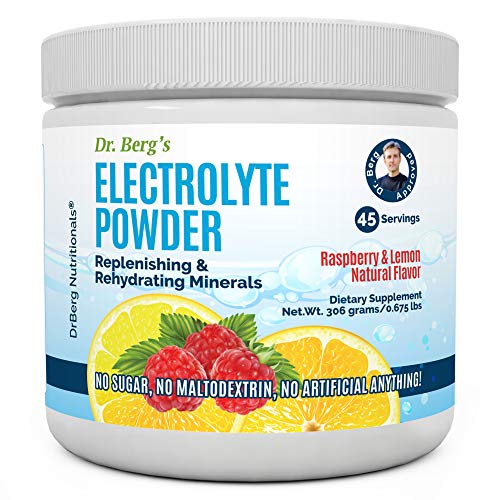 Dr. Berg's Original Electrolyte Powder, High Energy, Replenish & Rejuvenate Your Cells, 45 Servings, NO Maltodextrin or Sugar, No Ingredients from China, Amazing Raspberry Lemon Flavor (1 Pack)