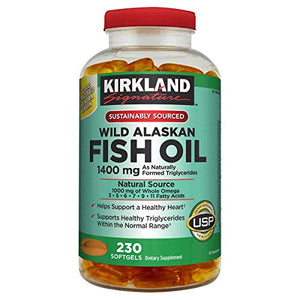 Kirkland Signature Kirkland Signature Wild Alaskan Fish Oil 1400 mg Dietary Supplement (Netcount 230 Soft Gels),, 230Count ()