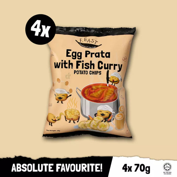 [F.EAST Favourite]: 4 x 70G Egg Prata with Fish Curry Potato Chips