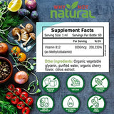 Organic Vitamin B12 Liquid - Sublingual Extra Strength 60 x 5000 mcg Drops, Methylcobalamin, Natural Cherry Flavor, Vegan, Maximize Absorption and Energy (B12)