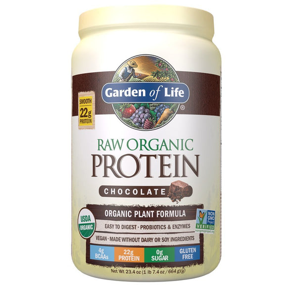 Garden of Life Organic Vegan Protein Powder with Vitamins and Probiotics - Raw Organic Plant Chocollate 664g