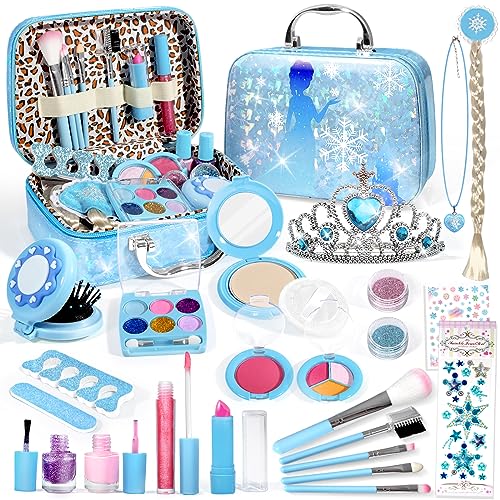 INNOCHEER Kids Makeup Kit for Girl Toys, Frozen Makeup Set for Girls, Real Washable Makeup Kit for Girls, Birthday Christmas Princess Gifts for Girls Kids Toddlers Age 3 4 5 6 7 8 9 10 11 12 Year Old
