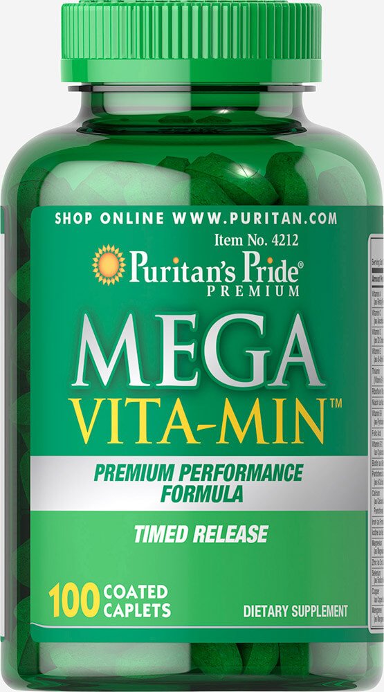 Puritan's Pride Mega Vita-Min Multivitamin Timed Release-100 Caplets