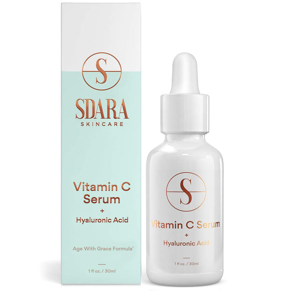 Vitamin C Serum For Face - 20% with Hyaluronic Acid - Organic Anti-Aging Serum to Fight Aging, Sun Damage, Fine Lines & Wrinkles - 1 oz Dropper Bottle (1-Pack)