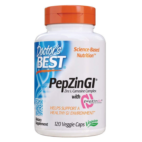 Doctor's Best PepZin GI, Zinc-L-Carnosine Complex, Non-GMO, Vegan, Gluten Free, Soy Free, Digestive Support, 120 Veggie Caps