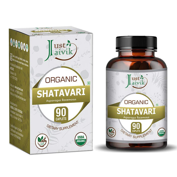 Just Jaivik Organic Shatavari Tablets - A Dietary Supplements - 750 mg (Pack 90 Organic Tablets) | Rejuvenation for Vata and Pitta | Women's Health Supplement