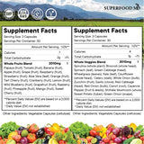 Fruits and Veggies Supplement - 90 Fruit and 90 Veggie Capsules -100% Whole Natural Superfood - Filled with Vitamins and Minerals - Supports Energy Levels - Made by Superfood MD (90 Count (Pack of 2))