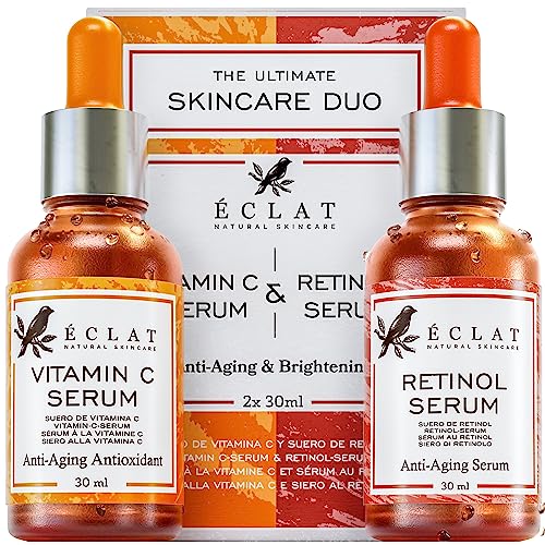 Facial Serums Skin Care Set - Vitamin C Serum + Retinol for Face Serum - Anti Aging Face Serum for Women and Men, Day and Night Serum, Retinol Serum for Face, Vitamin C Serum for Face