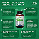 Zazzee Citicoline CDP Choline 300 mg, 120 Vegan Capsules, Vegan, Non-GMO and All-Natural, Premium Grade, Contains Organic Stabilizers