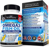 Fish Oil Omega 3 EPA & DHA 2250 mg - Burpless Lemon Flavor Triple Strength Supplement - Immune & Heart Support Fatty Acids Pills - Promotes Immunity, Joint, Eyes, Brain & Skin Health - Non GMO 90 Ct