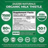 Zazzee USDA Organic Milk Thistle 30:1 Extract, 7500 mg Strength, 120 Vegan Capsules, 80% Silymarin Flavonoids, Standardized and Concentrated 30X Extract, 100% Vegetarian, All-Natural and Non-GMO