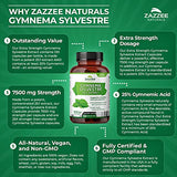 Zazzee Organic Gymnema Sylvestre 25:1 Extract, 7500 mg Strength, 25% Gymnemic Acid, 120 Vegan Capsules, Extra Strength, Non-GMO and All-Natural