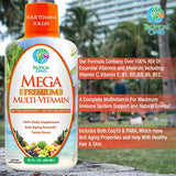 Mega Premium Liquid Multivitamin | Natural Immune Support Vitamin w/ 1333% Vitamin C, 200% D3, Zinc + 20 Vitamins, 70 Minerals, & 21 Amino Acids | Sugar Free | Orange Flavor | 98% Absorption | 32 Serv