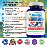 ProHealth Longevity 1000 mg Trans Resveratrol Plus 420 mg Organic Polyphenol Complex That Improves Absorption up to 1544%