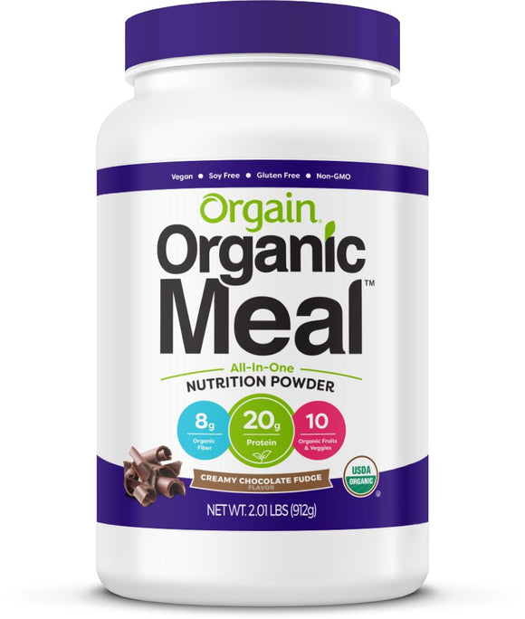 Orgain Organic Plant Based Meal Replacement Powder, Creamy Chocolate Fudge 20g Protein 912g