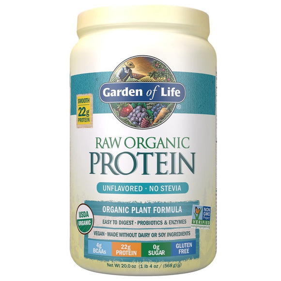 Garden of Life Organic Vegan Protein Powder with Vitamins and Probiotics - Raw Organic Plant Unflavored 568 gram