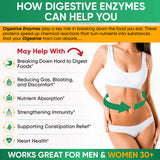 Wholesome Wellness Digestive Enzymes 1000MG Plus Prebiotics & Probiotics Supplement, 180 Capsules, Organic Plant-Based Vegan Formula for Digestion & Lactose with Amylase & Bromelain,3-6 Months Supply