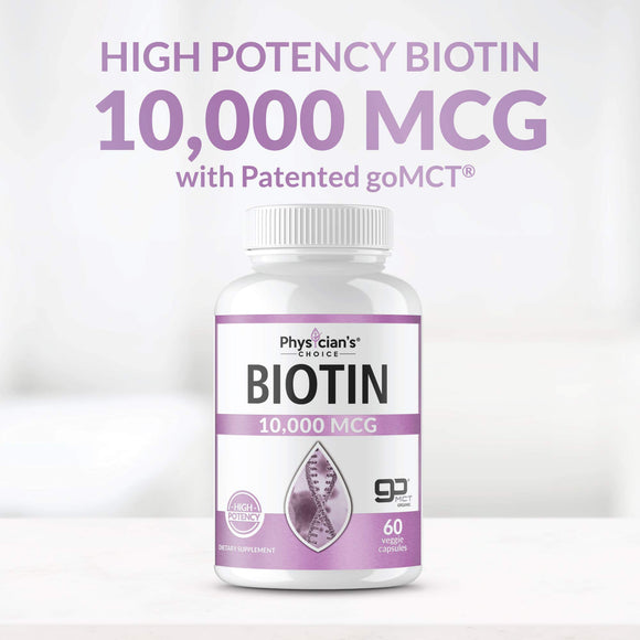 Physician's CHOICE Biotin 10,000mcg  with Organic Coconut Oil  60 Capsules